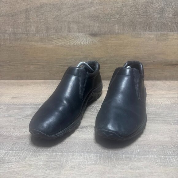 Merrell Jungle Moc Black Leather Midnight Slip On Shoes Women's Size 12 - Picture 1 of 7